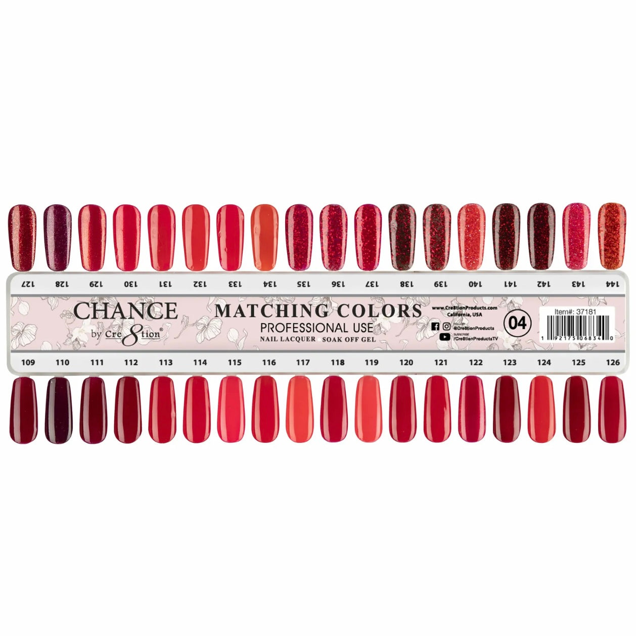 Cre8tion Chance Gel / Lacquer Duo Colors Set #4 (Roses Are Red) # 109 - 144